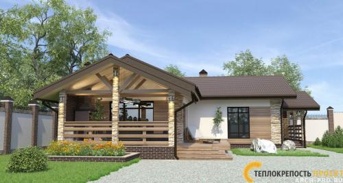 Проект бани с верандой террасой и барбекю из кирпича. Проект угловой бани: с террасой или беседкой, барбекю и бассейном