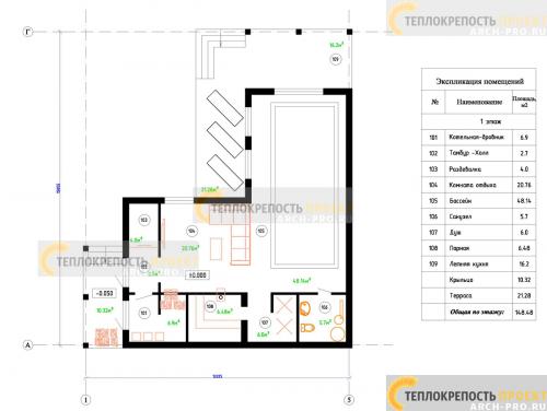 Угловая баня с террасой. Проект угловой бани: с террасой или беседкой, барбекю и бассейном