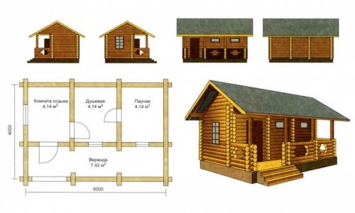 Проекты бань из бревна. Проекты бань из бруса и бревна