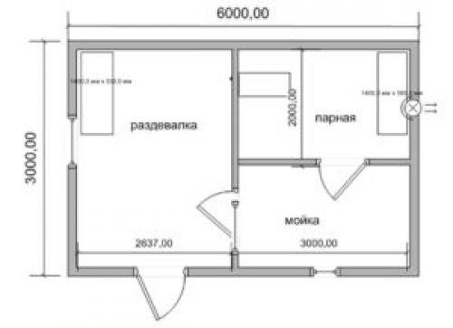 Проект каркасной бани 3х6