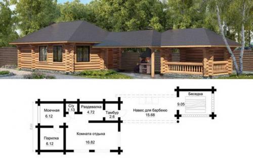 Проект бани с бассейном и барбекю. Проект бани с беседкой, барбекю, бассейном или мангалом. ТОП-150 лучших фото-примеров построек из кирпича, бруса и пеноблоков