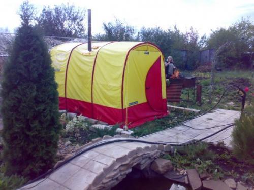 Перевозная баня палатка. Палаточные мобильные бани