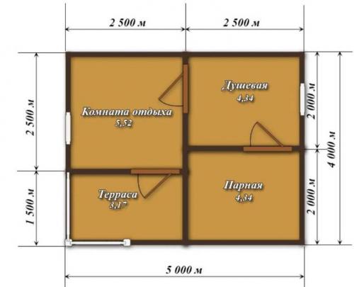 Как сделать баню с отдельной парилкой. Баня с парилкой и мойкой: особенности планировки бань размером 4х6, 3х4, 5х5, 3х6, 3х5 с совмещённым или раздельным интерьером