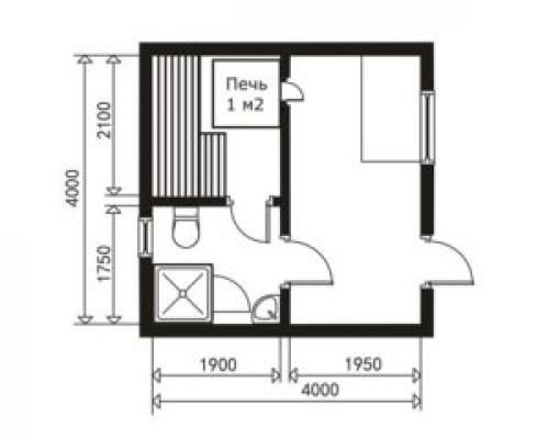 Баня 4на4. Проекты бань 4 на 4: особенности, планировки и преимущества
