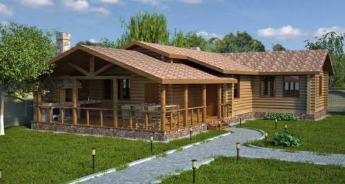 Баня с беседкой под одной крышей. Типы бань с беседками