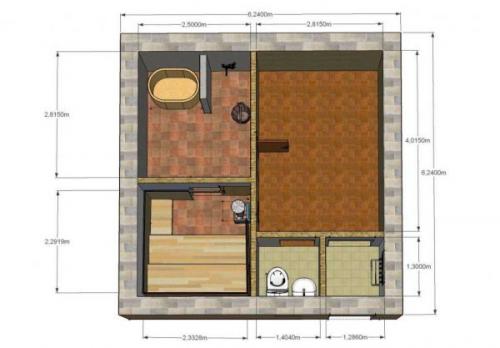 Баня 3 на 5 из блоков. Проекты бань из пеноблоков