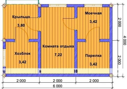 Проект бани 6 на 6 из блоков. Строим баню 6х6 из пеноблоков: практичные идеи