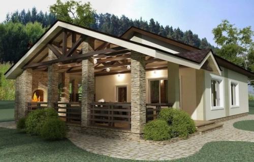 Проект бани с беседкой под одной крышей. Особенности 01 Проект бани с беседкой под одной крышей. Особенности 01