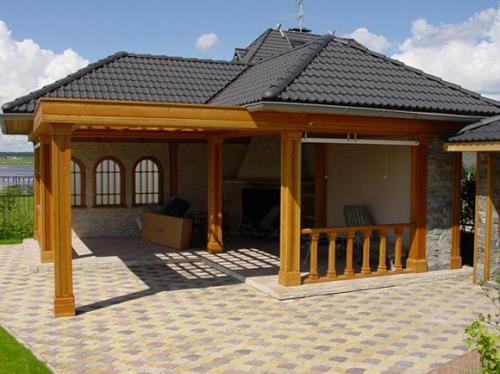 Баня с беседкой из блоков. Размеры, планировка и эскизы