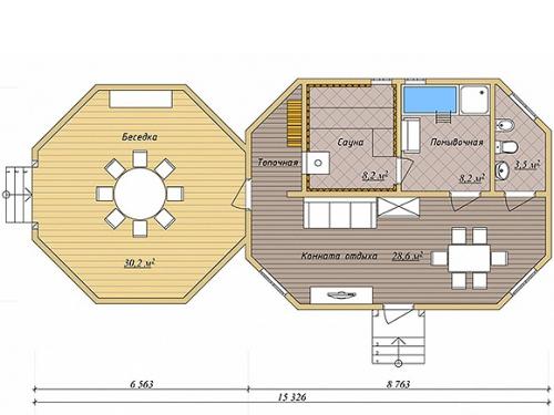 Баня с беседкой из блоков. Размеры, планировка и эскизы