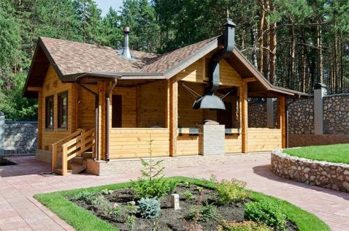 Баня со стеклянной беседкой. Баня совмещенная с беседкой: варианты проектов, материалы, размеры, оформление