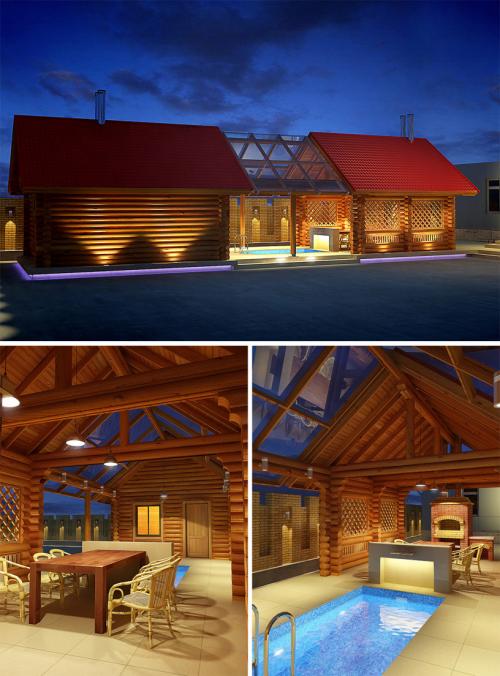 Проект бани с бассейном и барбекю. Проект бани с бассейном, беседкой и барбекю