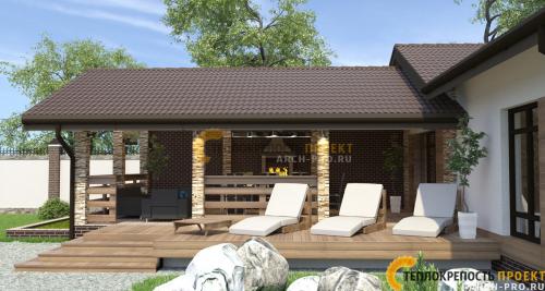 Проект угловой бани с террасой. Проект угловой бани: с террасой или беседкой, барбекю и бассейном