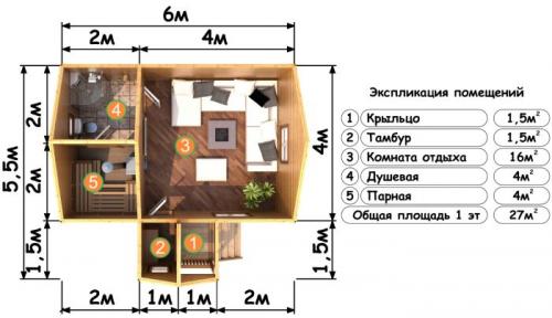 Баня 6*4 проект. Планировка бани 6x4 метра