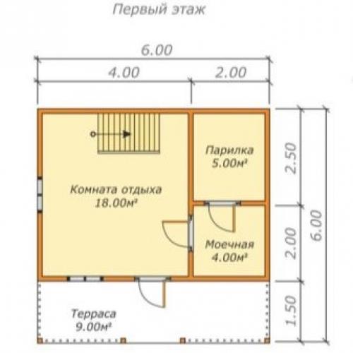 Проект бани 3 на 6 с мансардой. Особенности и преимущества 38 Проект бани 3 на 6 с мансардой. Особенности и преимущества 38