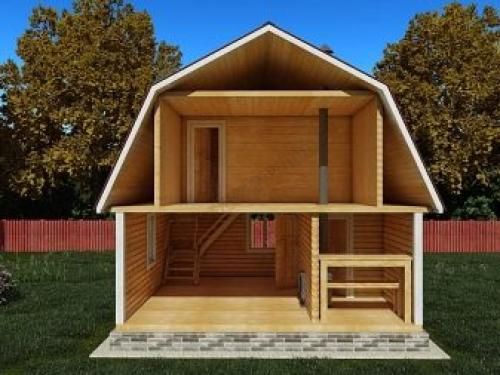 Планировка и проекты бани 6х6 с мансардой. Планировка 06