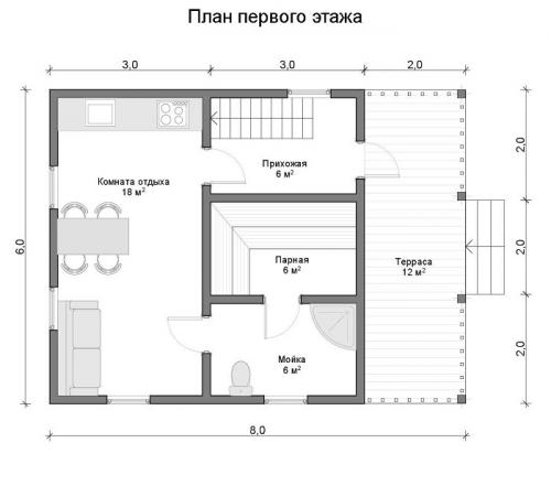 Проект дома с баней и террасой. Дома с баней под одной крышей: одно и двухэтажные проекты