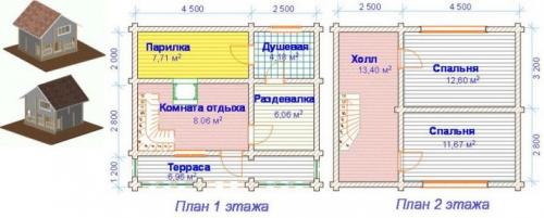 Баня с мансардой и террасой. Выбираем проект 05