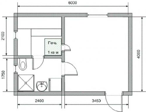 Планировка бани 3 н.  Баня 3*6 10