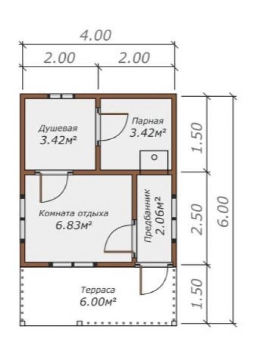 Проект бани с террасой и барбекю. Обзор типов 17