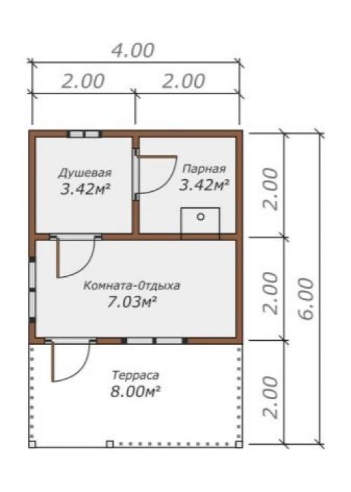 Проект бани с террасой и барбекю. Обзор типов 18