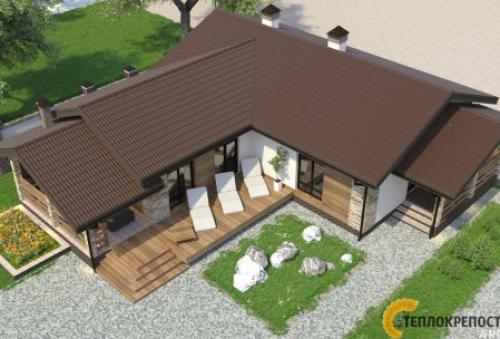 Угловая баня. Проект угловой бани: с террасой или беседкой, барбекю и бассейном