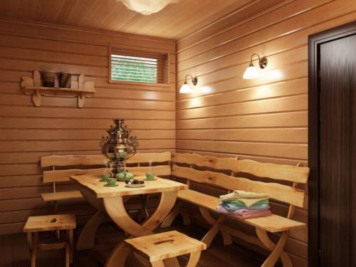 Проект бани из бруса с террасой. Баня с террасой на свайном фундаменте 08