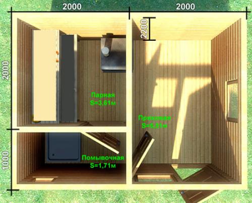 3 варианта планировки бани 3х4. 3 на 4