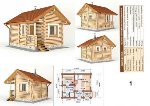 Сруб бани из бревна. Проекты бань из бревна: фото самых красивых примеров построек с мансардой и террасой, 4х6 и 6х6 метров из оцилиндрованного бруса