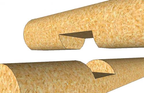 Рубка в обло. Сруб с выпуском (с остатком)