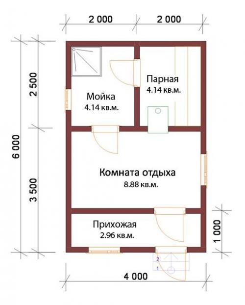 Проект бани 6 н.  Проекты бань 6х4: особенности составления, планировки и фото