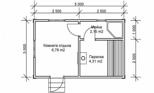 Одноэтажная баня 4 н.  Одноэтажная баня ОБ7 02 Одноэтажная баня 4 н.  Одноэтажная баня ОБ7 02