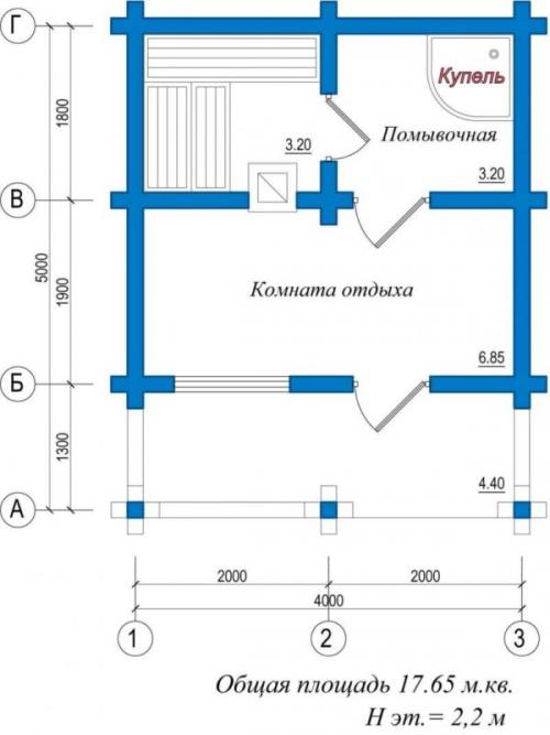 Планировка бани 4х5 мойка и парилка отдельно. Баня 5 на 4: проекты, фото 05